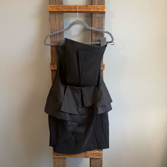 CACHé Dress Womens Sz 10 Black Strapless‎ Peplum Mini Vintage Cocktail 90's 80's - Picture 2 of 9